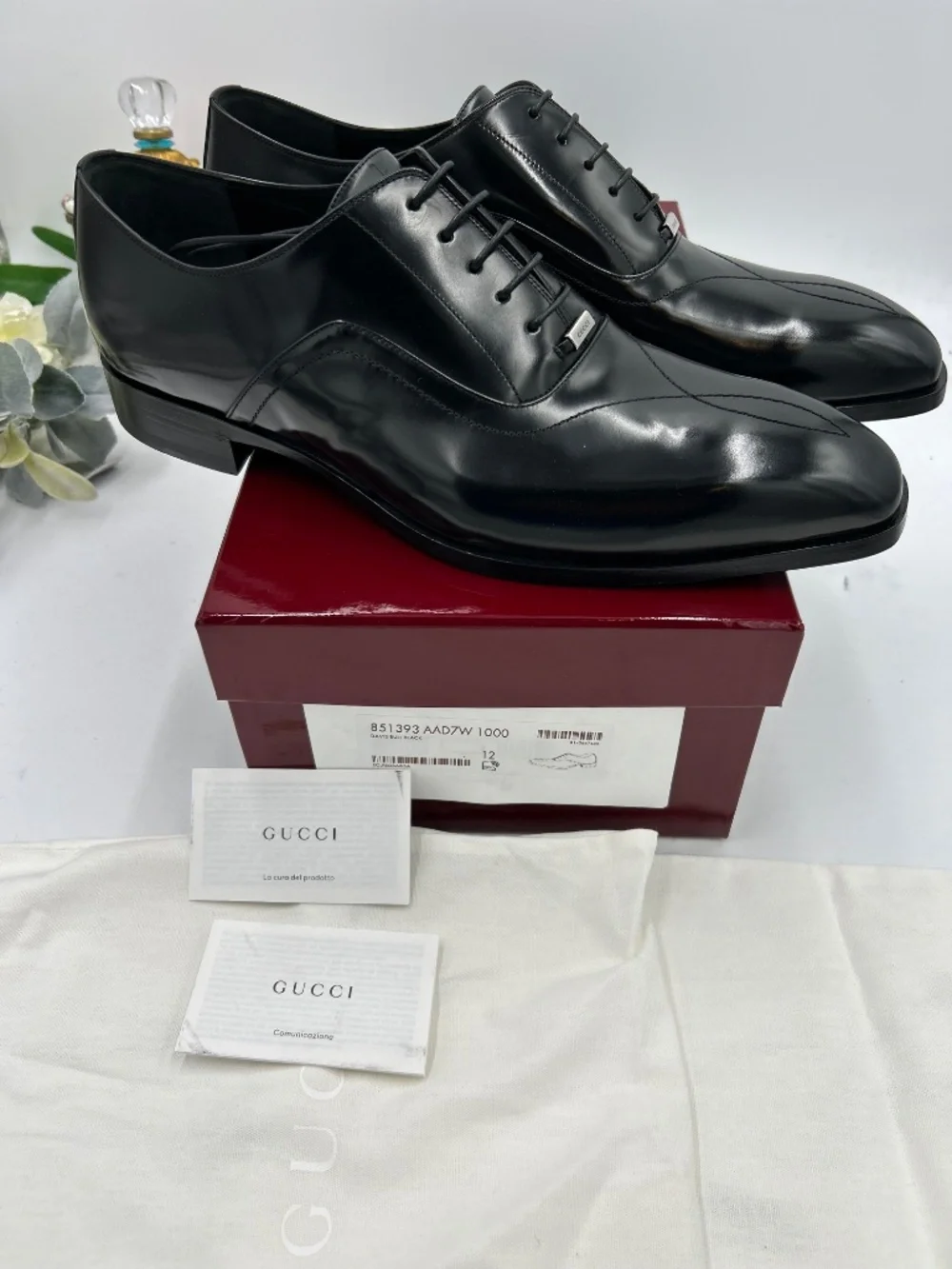 Men’s Gucci Topstitch Leather Lace-Up Oxford Dress Shoes. Size 12 fits 12.5.